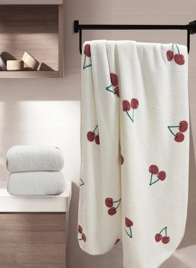 USTIDE Cute Cherries Print Bath Towel Sets Light Red Soft Towels Cute Towels for Bathroom Gym Bath Sheets (Cherry，3pieces) - Image 1