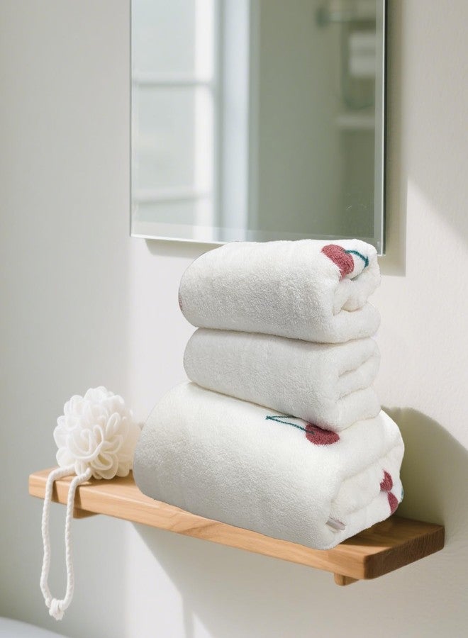 USTIDE Cute Cherries Print Bath Towel Sets Light Red Soft Towels Cute Towels for Bathroom Gym Bath Sheets (Cherry，3pieces) - Image 2
