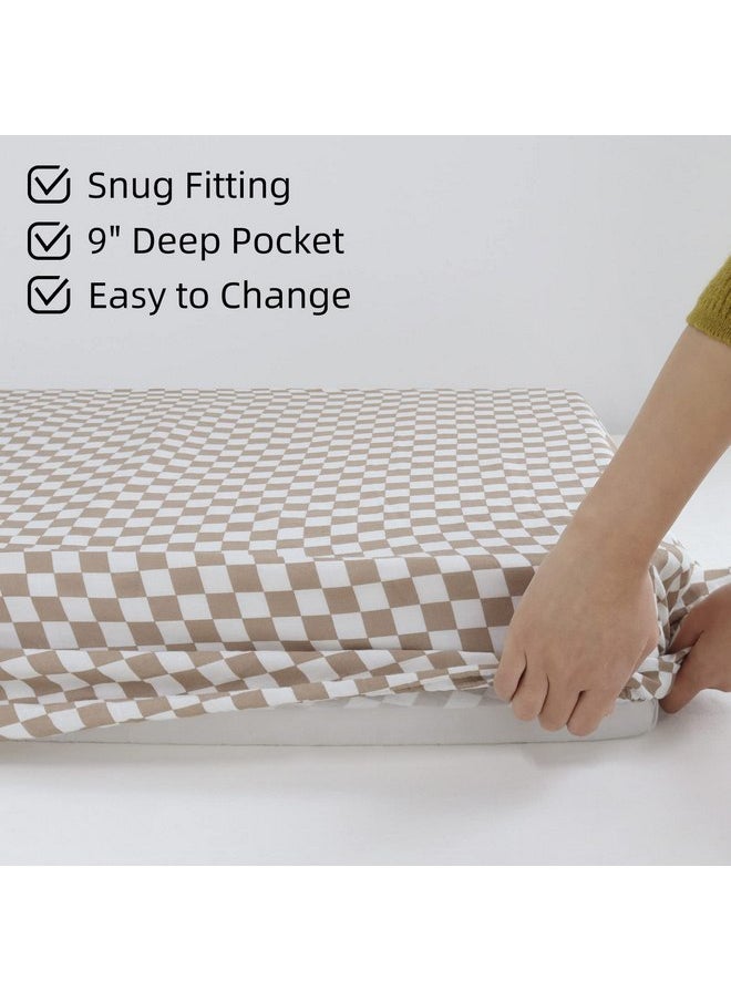 LifeTree LifeTree Fitted Crib Sheets for Boys Girls & Neutral, Muslin Baby Sheet Fits Standard Crib and Toddler Mattresses, Soft, Checkered Print, 70% Viscose from Bamboo and 30% Cotton 28in x 52in  - Image 5