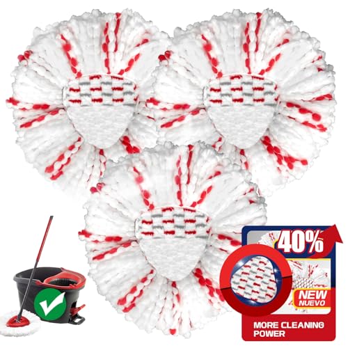 Dwavele [2026 New Version] Mop Head Replacement - 40% More Cleaning Powerï¼Œ3 Pack Spin Mop Replacement Head for Easy Wring 1-Tank System, Easy Cleaning, Microfiber and Machine Washable