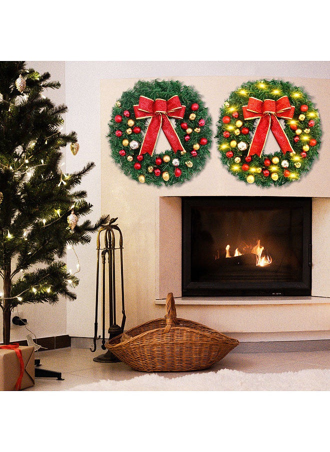 Generic Wreath With 13ft 30LED String Light Bow Knot Balls 20 Inch  - Image 2