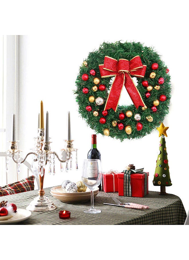Generic - Wreath With 13ft 30LED String Light Bow Knot Balls 20 Inch - Image 1