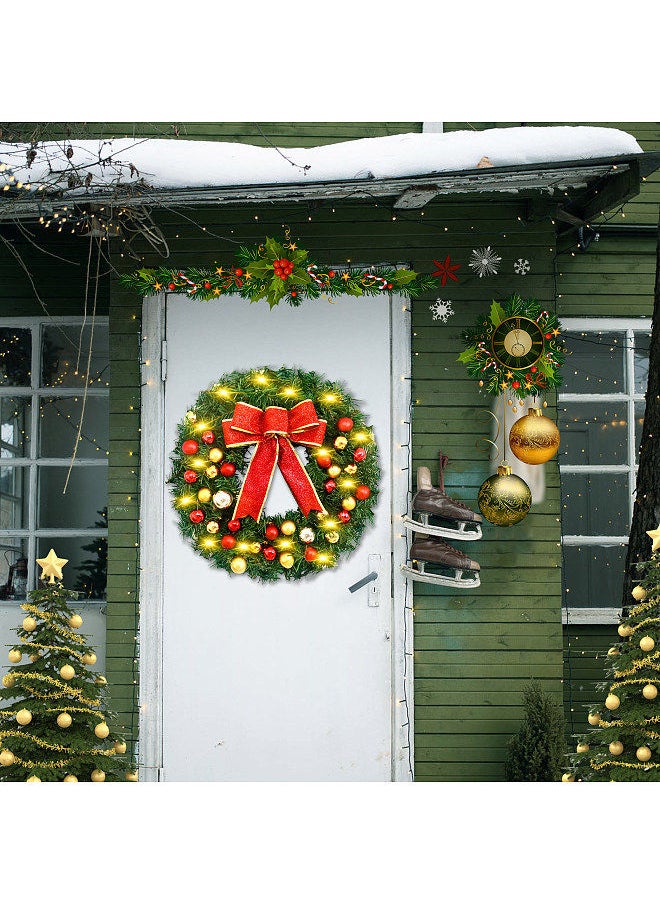 Generic Wreath With 13ft 30LED String Light Bow Knot Balls 20 Inch  - Image 4