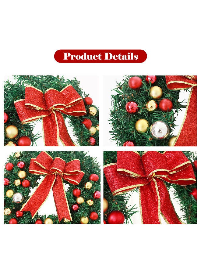 Generic Wreath With 13ft 30LED String Light Bow Knot Balls 20 Inch  - Image 3