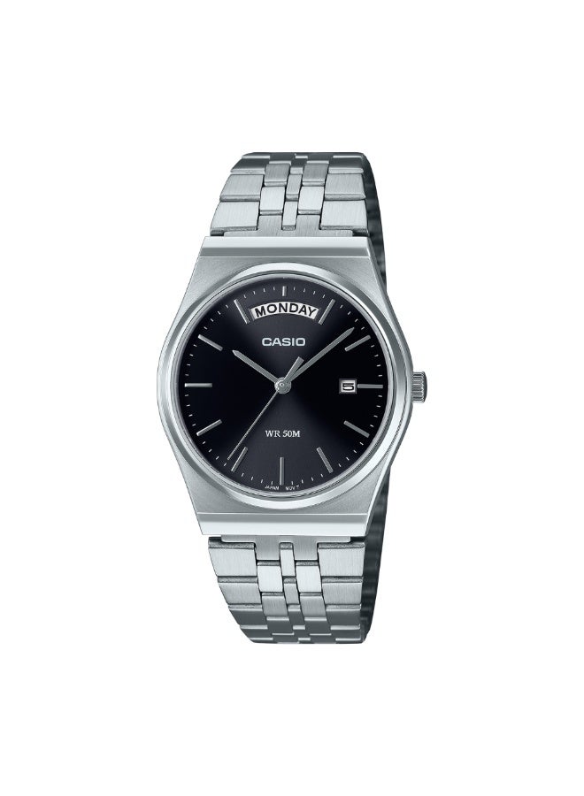 Casio MTP-B146D-1AVDF Men’s Analog Watch – Black Dial, Silver Stainless-Steel Bracelet, Modern Classic Design - Image 1