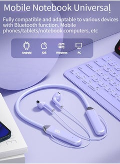 GELESE GELESE Bluetooth Neck Sports Wireless Headphones Dual Half In-Ear Universal Ultra Long Standby Purple  - Image 2