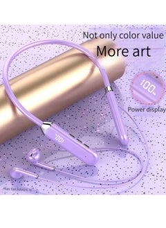 GELESE GELESE Bluetooth Neck Sports Wireless Headphones Dual Half In-Ear Universal Ultra Long Standby Purple  - Image 4