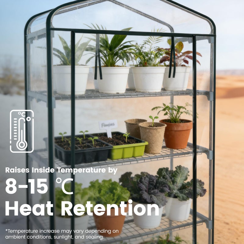 Worth Garden 5 Tier Mini Greenhouse - 75'' H x 27'' L x 19'' W - Sturdy Portable Gardening Shelves with PVC Cover - Small Porch Green House for Growing Plants Flowers Indoor & Outdoor - Image 3