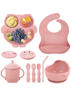 Taiahiro 10 Pcs Silicone Baby Feeding Set,Owl Toddler Self Feeding Dish Set  - Image 1