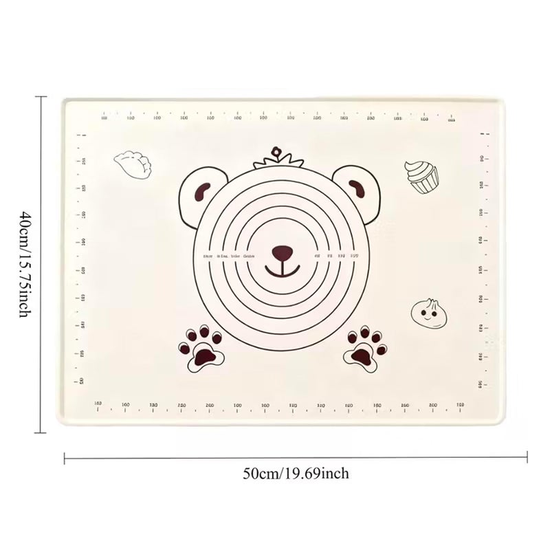 PureBake حصيرة خبز سيليكون كبيرة 50x40 سم، سميكة جداً، غير لاصقة ومضادة للانزلاق لعجن العجين مع حواف قياس، ارتفاع متزايد، خالية من BPA، للبيتزا، الكعك، الفطائر، فرد العجين - بيج - Image 2