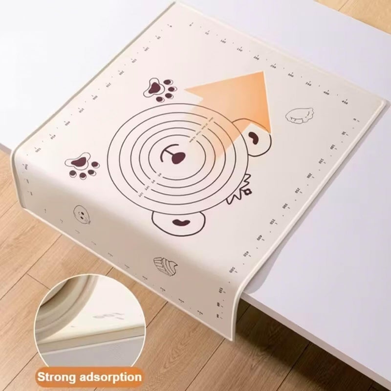 PureBake حصيرة خبز سيليكون كبيرة 50x40 سم، سميكة جداً، غير لاصقة ومضادة للانزلاق لعجن العجين مع حواف قياس، ارتفاع متزايد، خالية من BPA، للبيتزا، الكعك، الفطائر، فرد العجين - بيج - Image 3