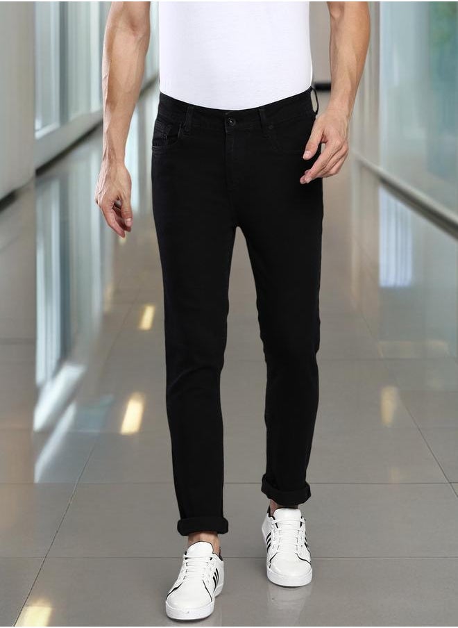 Dennis Lingo Men's Black Slim Fit Mid Rise Denim Jeans  - Image 1
