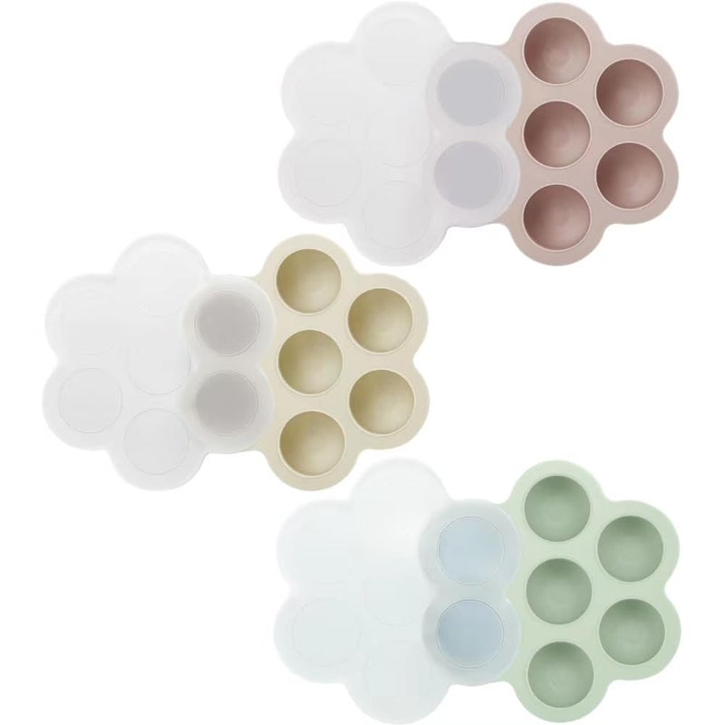 PandaEar 3 Pack Baby Food Freezer Tray with Lids Silicone Baby Food Storage Container for Homemade Baby Food Fruit Purees Breastmilk PinkGreenLinen - Image 2