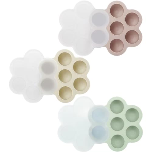 PandaEar 3 Pack Baby Food Freezer Tray with Lids Silicone Baby Food Storage Container for Homemade Baby Food Fruit Purees Breastmilk PinkGreenLinen - Image 1