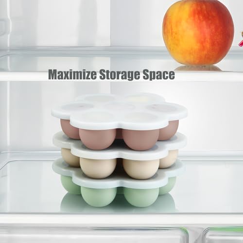 PandaEar 3 Pack Baby Food Freezer Tray with Lids Silicone Baby Food Storage Container for Homemade Baby Food Fruit Purees Breastmilk PinkGreenLinen - Image 3
