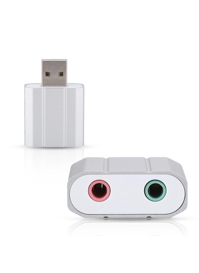 Thoraya Mini External USB Sound Card Headphone Adapter Audio Card For PS4 Computer SoundCard (Silver)  - Image 5
