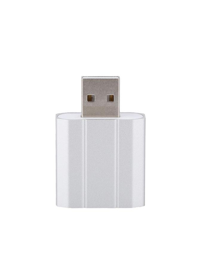 Thoraya Mini External USB Sound Card Headphone Adapter Audio Card For PS4 Computer SoundCard (Silver)  - Image 1