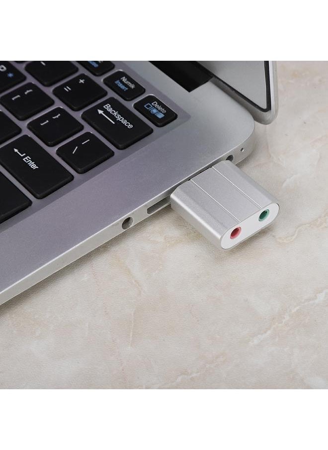 Thoraya Mini External USB Sound Card Headphone Adapter Audio Card For PS4 Computer SoundCard (Silver)  - Image 4