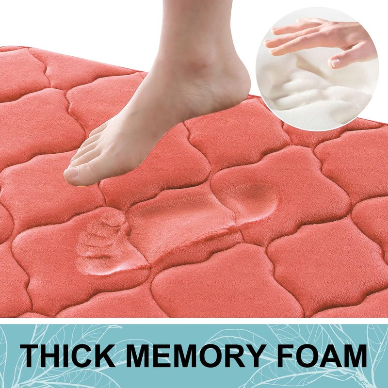 OLANLY Memory Foam Bath Mat Rug  Ultra Soft Non Slip and Absorbent Bathroom Rug  Machine Wash Dry  Comfortable  Thick Bath Rug Carpet for Bathroom Floor  Tub and Shower  24x16  Coral - Image 2