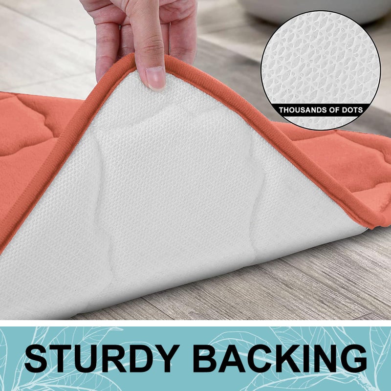 OLANLY Memory Foam Bath Mat Rug  Ultra Soft Non Slip and Absorbent Bathroom Rug  Machine Wash Dry  Comfortable  Thick Bath Rug Carpet for Bathroom Floor  Tub and Shower  24x16  Coral - Image 3