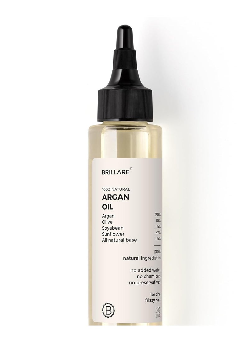 BRILLARE Argan Hair Oil, with the Goodness of Olive oil & Sunflower Oil, for Dry & Frizzy Hairs, 100% Natural Hair Oil, 100ml  - Image 1