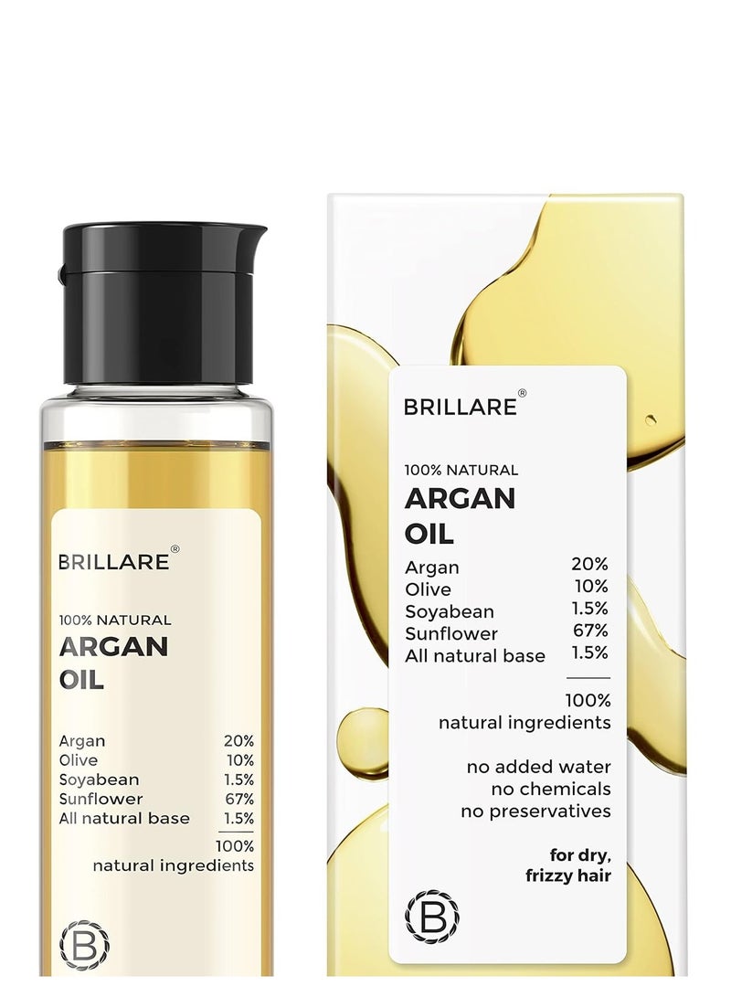 BRILLARE Argan Hair Oil, with the Goodness of Olive oil & Sunflower Oil, for Dry & Frizzy Hairs, 100% Natural Hair Oil, 100ml - Image 1
