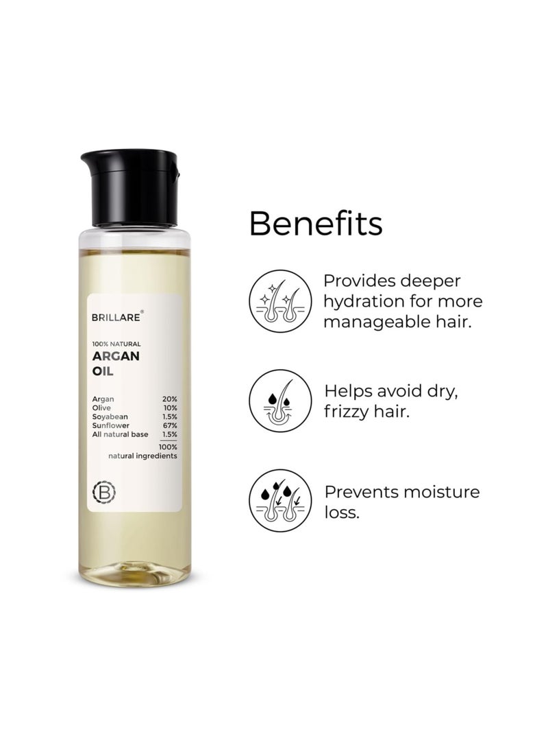 BRILLARE Argan Hair Oil, with the Goodness of Olive oil & Sunflower Oil, for Dry & Frizzy Hairs, 100% Natural Hair Oil, 100ml  - Image 5