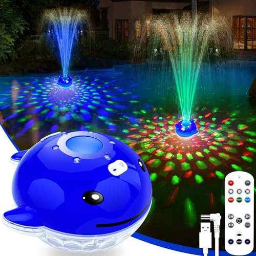 ChlorStar Pool Fountain with Remote, Dolphing Floating Pool Fountain with Lights, Above Ground Pool Water Fountains with Anchor, Swimming Pool Fountains for Inground Pool-1PC,Blue - Image 1