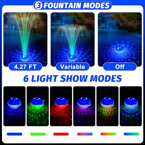 ChlorStar Pool Fountain with Remote, Dolphing Floating Pool Fountain with Lights, Above Ground Pool Water Fountains with Anchor, Swimming Pool Fountains for Inground Pool-1PC,Blue - Image 5