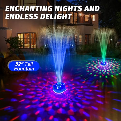 ChlorStar Pool Fountain with Remote, Dolphing Floating Pool Fountain with Lights, Above Ground Pool Water Fountains with Anchor, Swimming Pool Fountains for Inground Pool-1PC,Blue - Image 2