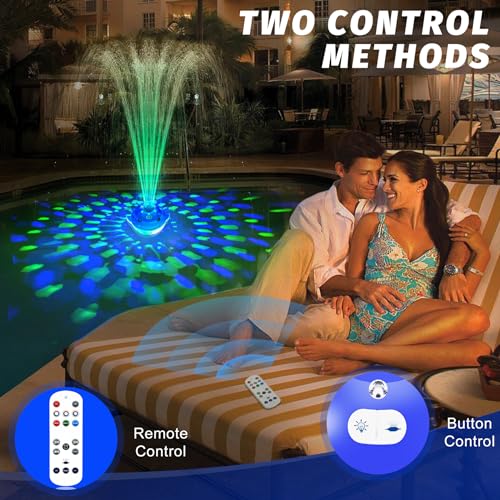 ChlorStar Pool Fountain with Remote, Dolphing Floating Pool Fountain with Lights, Above Ground Pool Water Fountains with Anchor, Swimming Pool Fountains for Inground Pool-1PC,Blue - Image 3
