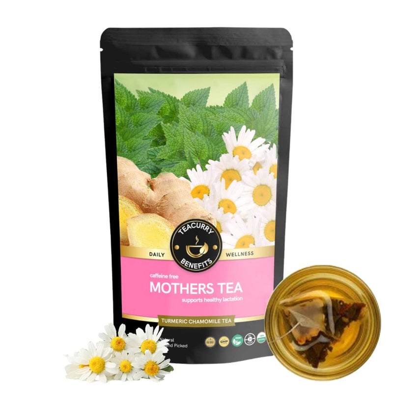 TEACURRY Mothers Tea for Feeding - 15 Pyramid Tea Bags | 100% Natural Green Tea Improves Iron Deficiency and Increases Milk Supply | Tea for Breastfeeding Moms - Image 1