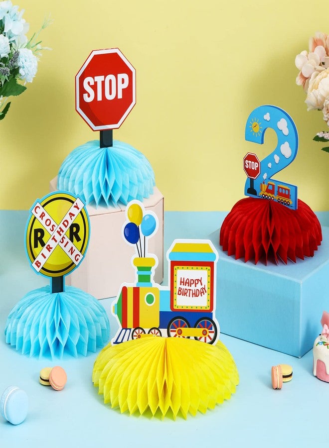 Fangleland Train Birthday Decorations for 2 Year Old Boy, Railroad Train Crossing Theme Honeycomb Centerpieces for Tables, Chugga Chugga Two Two Train Party Supplies for 2nd Birthday - Image 5