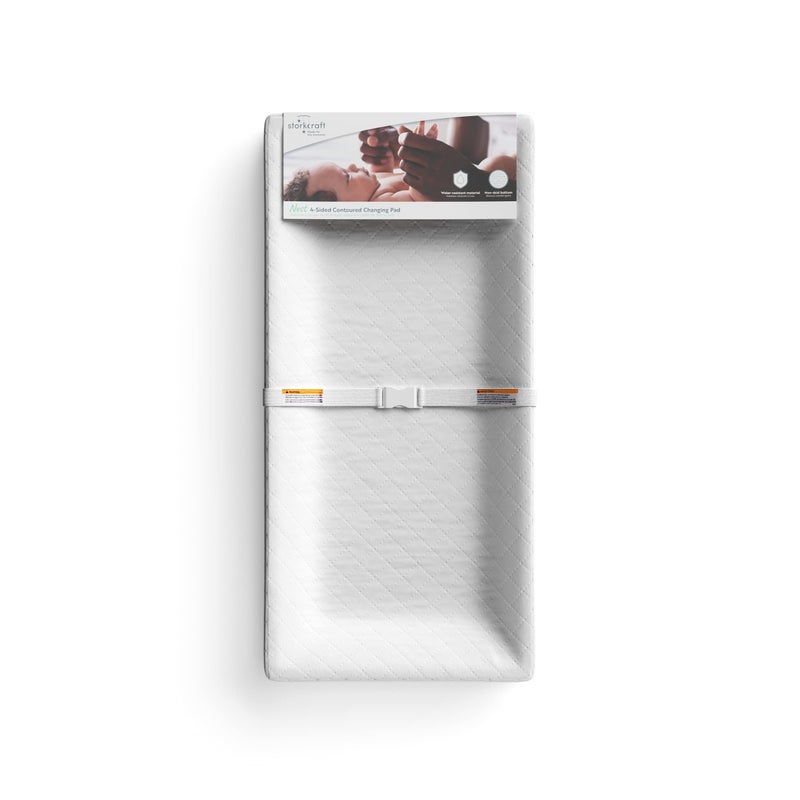 Storkcraft Nest 4Sided Contoured Changing Pad with Safety Strap GREENGUARD Gold Certified JPMA Certified WaterResistant Surface Fits Most StandardSize Changing Table Toppers NonSkid Bottom