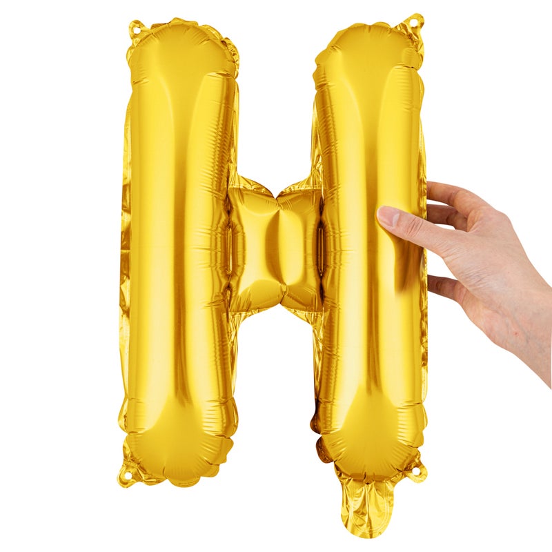 Restaurantware-Balloonify 16 Inch Letter Balloon, 1 Alphabet Party Balloon - Letter H, Self-Sealing, Gold Foil Mylar Balloon, Hanging Loop, Decoration For Birthday, Wedding, Or Graduation - Image 2