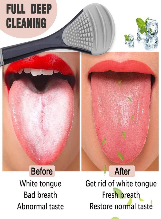 Jubobu Tongue Cleaner for Adults,2 PCS Silicone Tongue Scraper with Holder,Double-sided Design, Helps Eliminate Bad Breath and Clean the Tongue Coating,Suitable for Both Adults and Children - Image 4