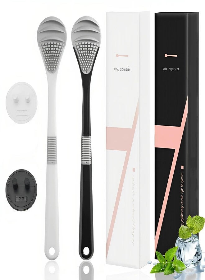 Jubobu Tongue Cleaner for Adults,2 PCS Silicone Tongue Scraper with Holder,Double-sided Design, Helps Eliminate Bad Breath and Clean the Tongue Coating,Suitable for Both Adults and Children - Image 1