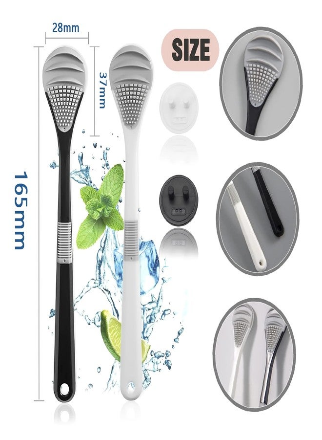 Jubobu Tongue Cleaner for Adults,2 PCS Silicone Tongue Scraper with Holder,Double-sided Design, Helps Eliminate Bad Breath and Clean the Tongue Coating,Suitable for Both Adults and Children - Image 2