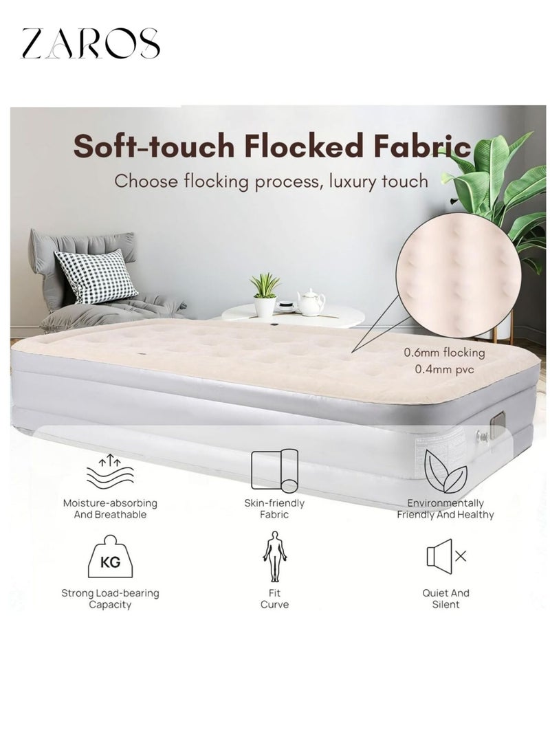 Zaros Single Size Air Mattress with Built-in Air Pump – Ultra Plush Fiber Technology - Image 2