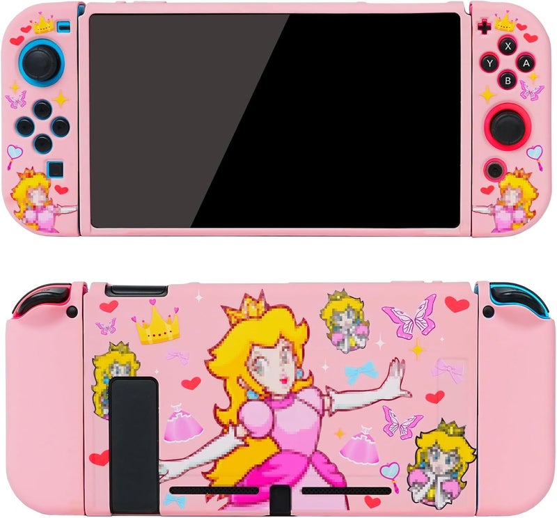 TIKOdirect Protective Case for Switch, Soft Full Skin Protective Cover with Pretty Cute Pattern, Silicone Slim Shockproof Back and Grip Case for Switch, Princess - Image 1