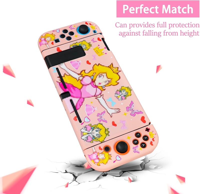 TIKOdirect Protective Case for Switch, Soft Full Skin Protective Cover with Pretty Cute Pattern, Silicone Slim Shockproof Back and Grip Case for Switch, Princess - Image 2