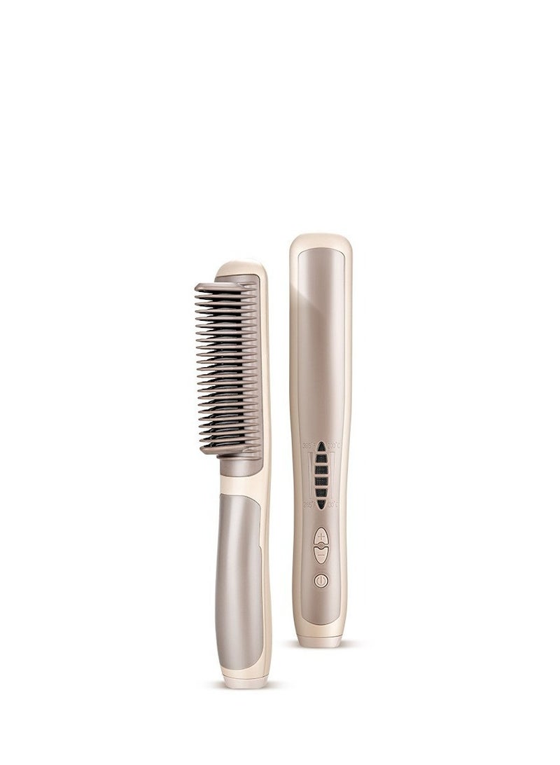 Y&D Hair Straightener Brush 2 in 1 Beard and Straightening Comb 60s Ceramic PTC Heating with 6 Temperature Anti Scald Design for Women Men All Type  - Image 1