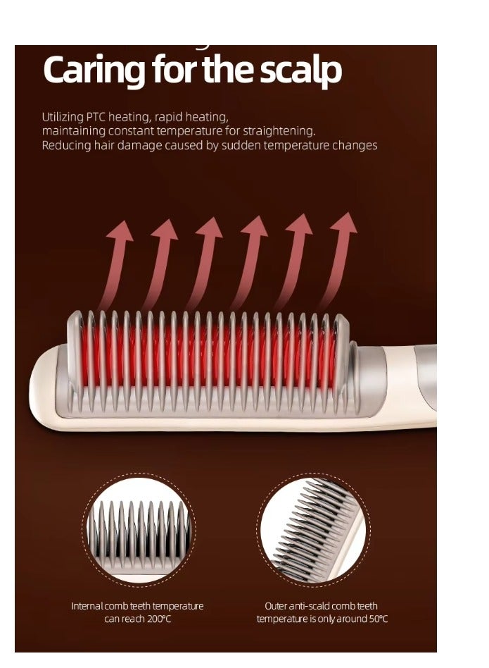 Y&D Hair Straightener Brush 2 in 1 Beard and Straightening Comb 60s Ceramic PTC Heating with 6 Temperature Anti Scald Design for Women Men All Type  - Image 3