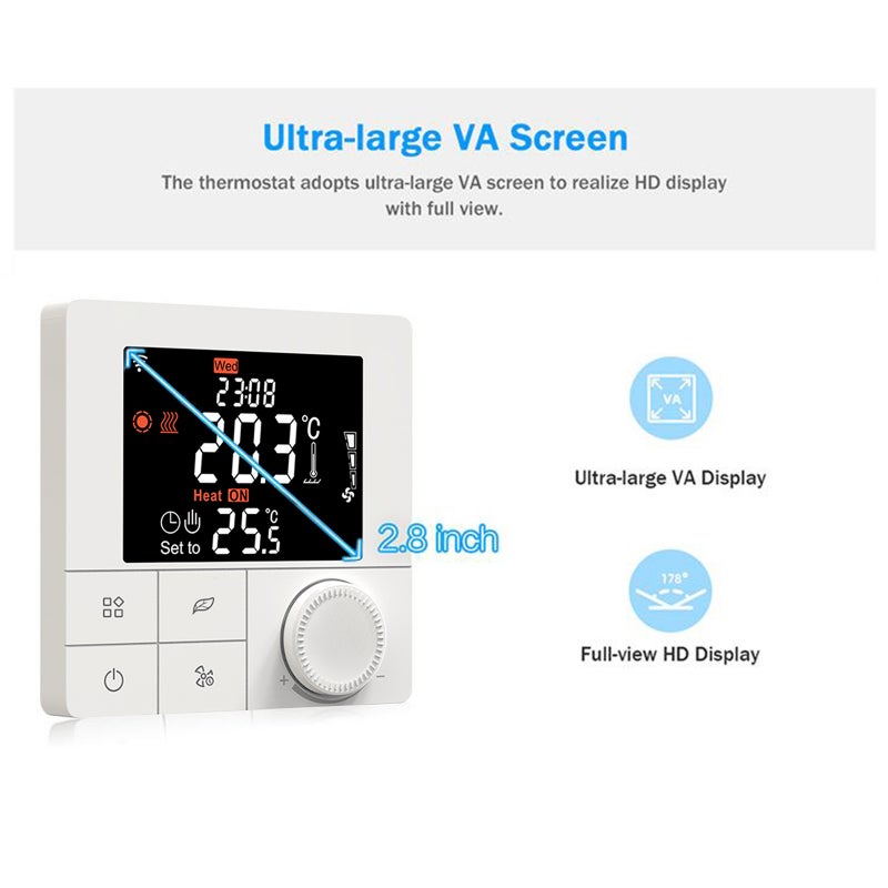 WIFI Smart Boiler 3A Thermostat with Application & Voice Control 2.8 Inch LCD Display Intelligent Programmable Thermostat - Image 2