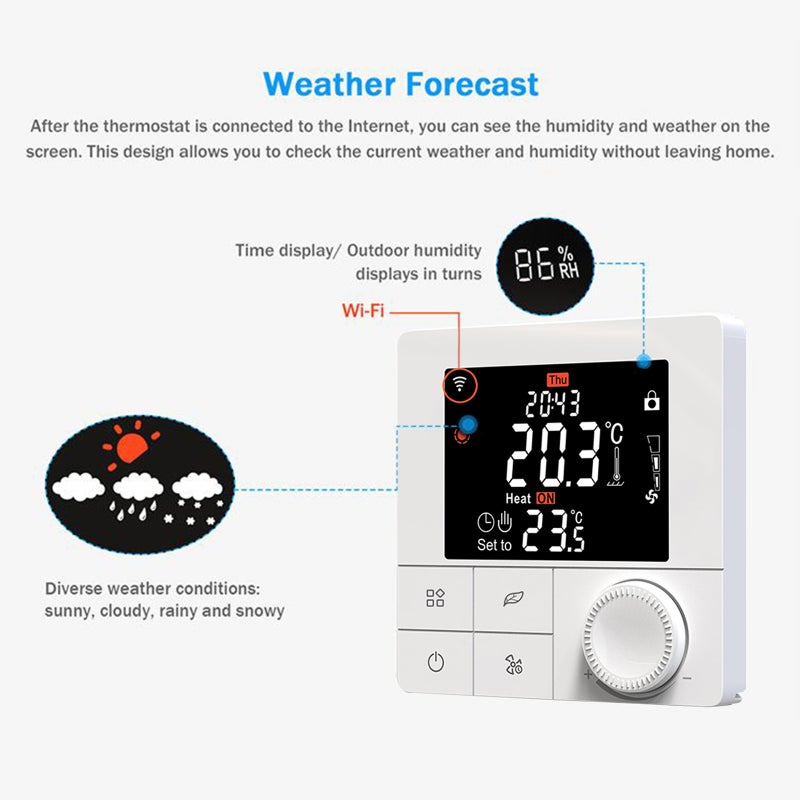 WIFI Smart Boiler 3A Thermostat with Application & Voice Control 2.8 Inch LCD Display Intelligent Programmable Thermostat - Image 1