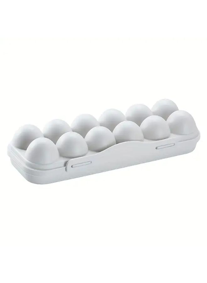 Gray 12 Grid Snap On Egg Storage Box with Lid for Fridge - Image 5