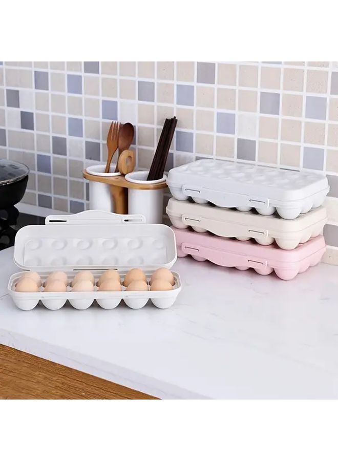 Gray 12 Grid Snap On Egg Storage Box with Lid for Fridge - Image 1