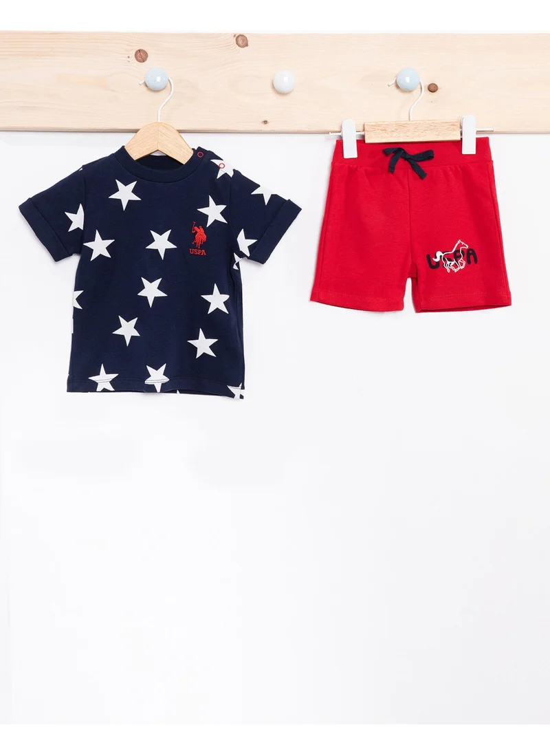 يو اس بولو اسن BASE. Polo Assn. Stars Navy Blue Baby Boy Short Sleeve Suit