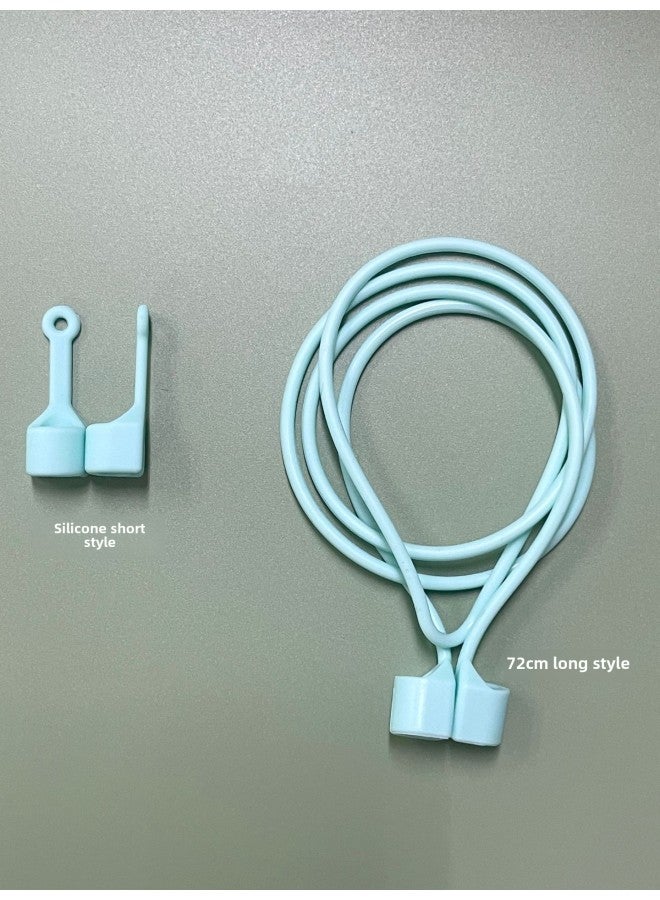 For Apple AirPods234 Generation Huawei Xiaomi Air2Spro2 Magnetic Headset Anti-lost Rope Silicone Lanyard-Color:571c Green-Applicable Models:Airpods Short Silicone Lanyard (price Of 1 Pair) - Image 1