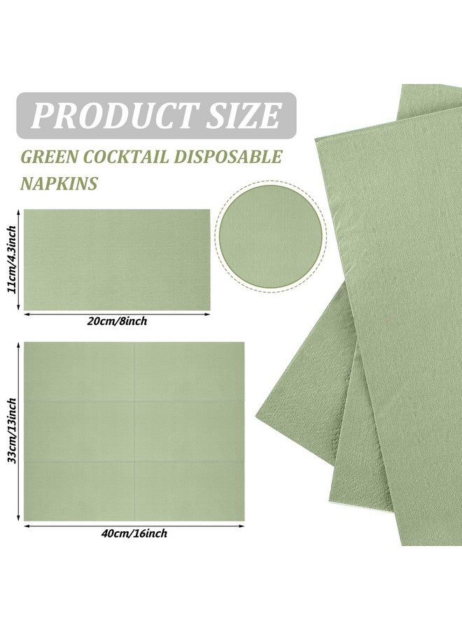 Glenmal Glenmal 100 Pcs Paper Disposable Napkins 2 Ply Dinner Guest Cocktail Napkins Hand Towels for Wedding Spring Birthday Party Bridal Anniversary Reception, 13 x 16 Inches(Sage Green) - Image 3